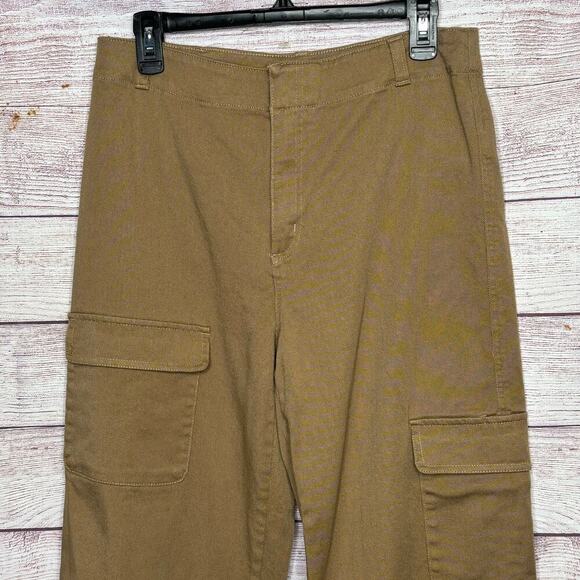 Quince Women's Organic Stretch Cotton Twill Cargo Khaki Brown Pants Size 12 - Picture 3 of 10